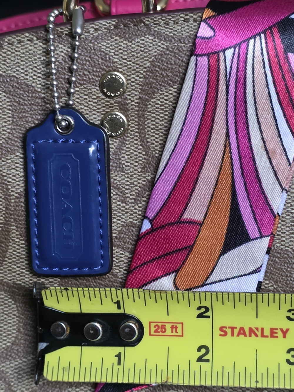 Coach Blue Leather Hangtag W/ Silver Ball Chain - Picture 4 of 5